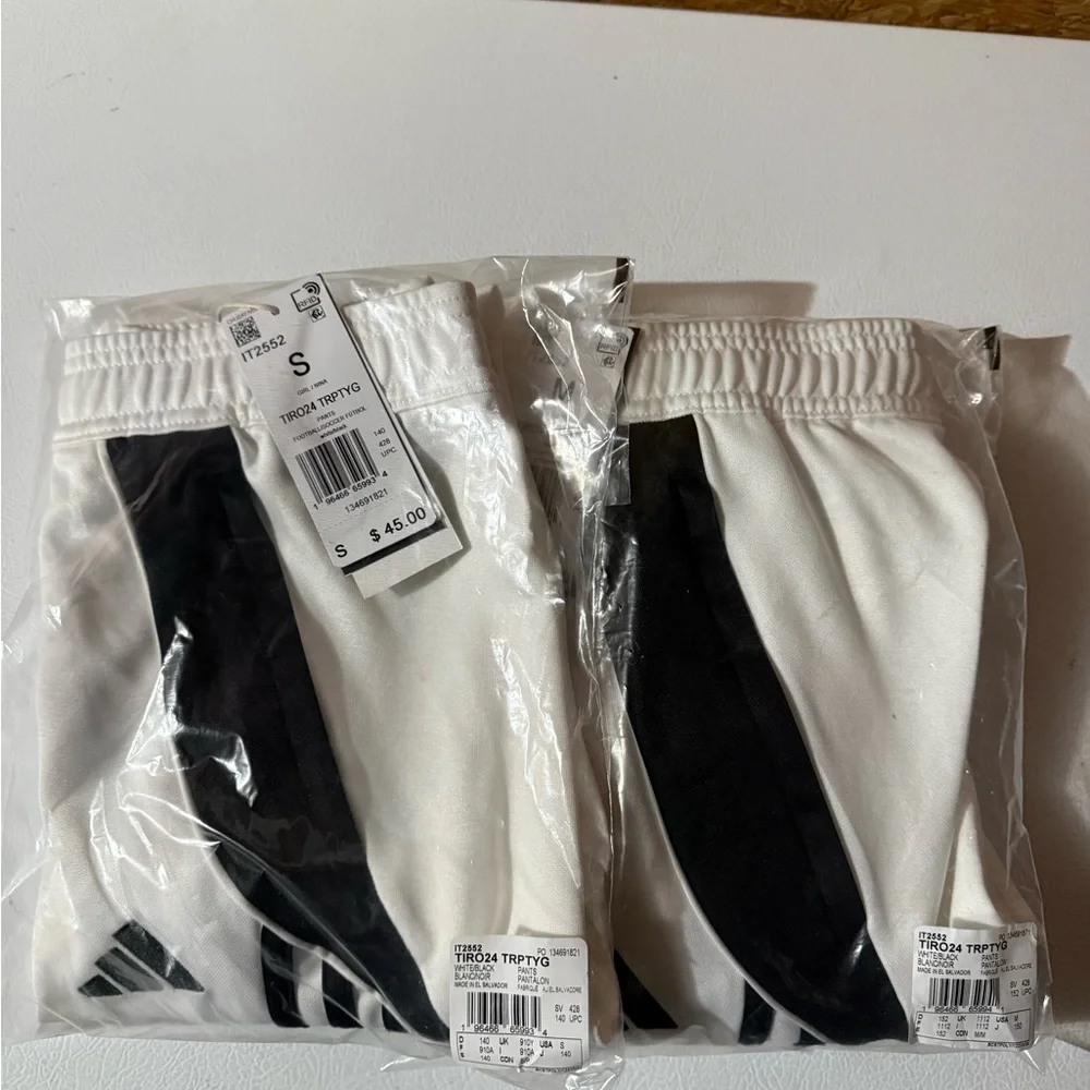 Adidas Kids White Joggers with Black Stripes - Picture 4 of 5